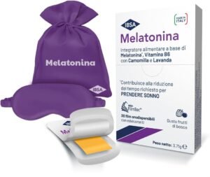 Melatonina IBSA + Maschera per dormire | Integratore Alimentare di Melatonina con Vitamina B6, Camomilla e Lavanda + In omaggio la Soft Sleep Mask IBSA per un sonno migliore