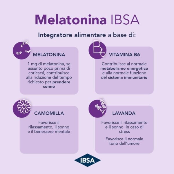 Melatonina IBSA + Maschera per dormire | Integratore Alimentare di Melatonina con Vitamina B6, Camomilla e Lavanda + In omaggio la Soft Sleep Mask IBSA per un sonno migliore