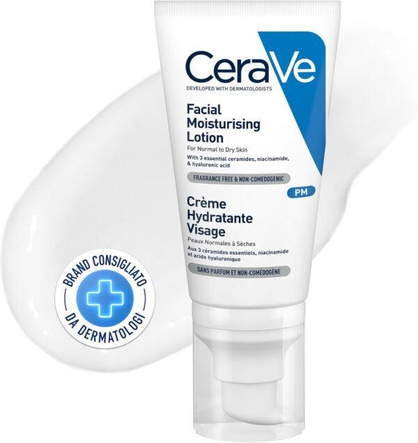 CeraVe Crema Notte Idratante per Pelle da Normale a Secca, Pelle Idratata durante la Notte, Barriera Protettiva Ripristinata, con Ceramidi Essenziali, Acido Ialuronico e Niacinamide, 50ml