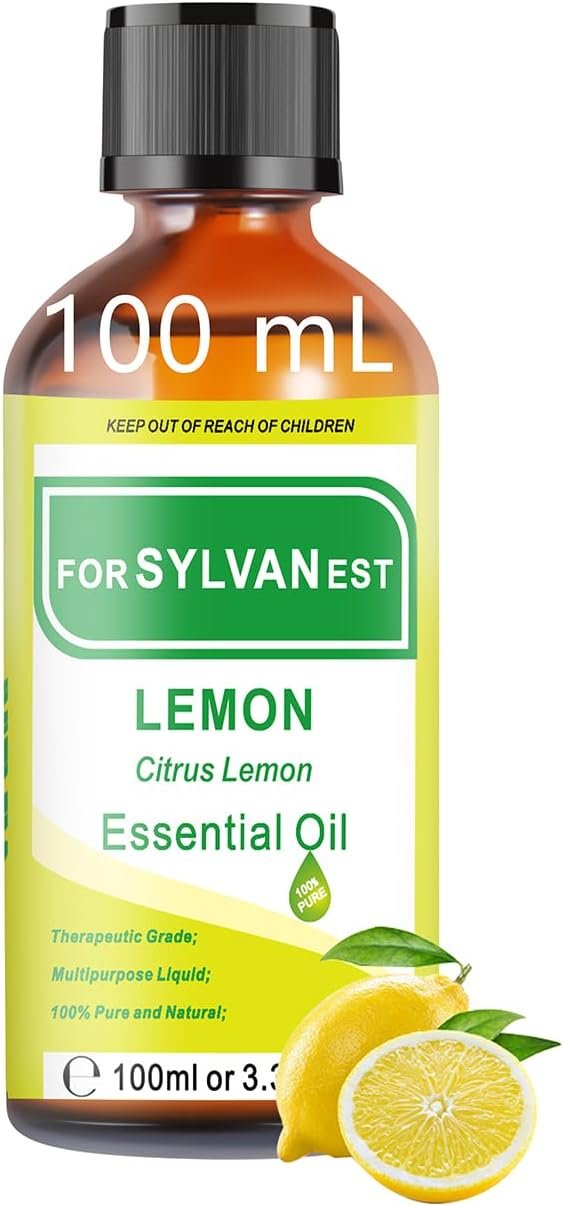 61jxf9AIBfL._AC_SL1500_.jpg FORSYLVANEST Olio Essenziale di Limone 100ml - Aromaterapia Pura e Naturale al 100%, Diffusori, Pulizia, Aria Fresca, Cura della Pelle, Saponi e Candele