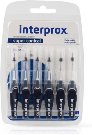 61o7jZpsUKL._AC_SL1500_.jpg Interprox Super Conical 6 Spazzolini Conici Blu, Antiplacca e Anticarie, per spazi interdentali più ampi (PHD 2.0), Particolarmente adatti per i denti anteriori.