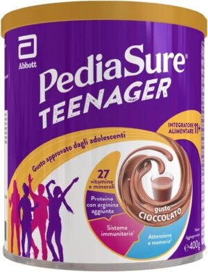 PediaSure Teenager Integratore Multivitaminico per Adolescenti con Vitamine Minerali Proteine ​​per Difese Immunitarie, Sviluppo Osseo, Attenzione e Memoria, Benessere della Pelle, 400g, Cioccolato