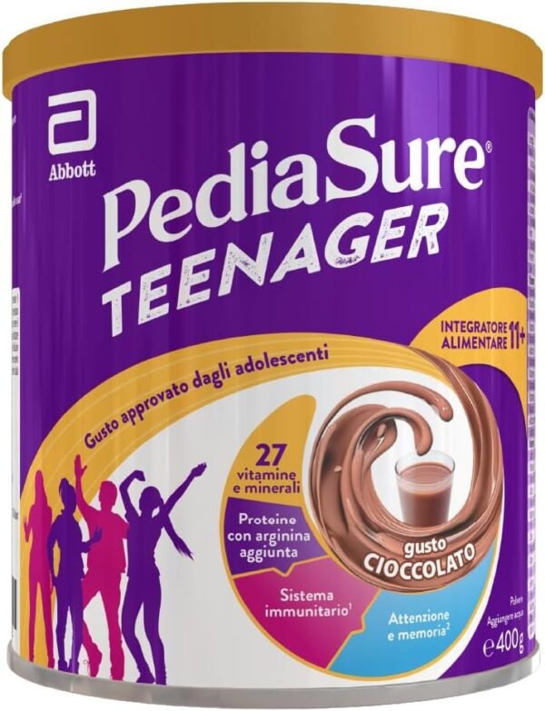 61sjhL1c7cL._AC_SL1081_.jpg PediaSure Teenager Integratore Multivitaminico per Adolescenti con Vitamine Minerali Proteine per Difese Immunitarie, Sviluppo Osseo, Attenzione e Memoria, Benessere della Pelle, 400g, Cioccolato