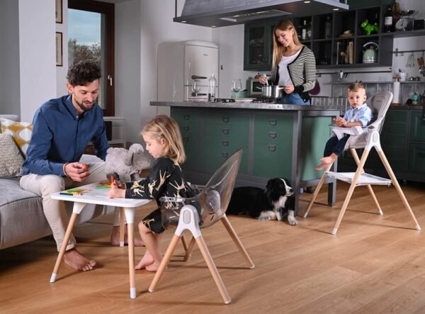 Foppapedretti Seggiolone e Seggiolone Bonito, Bambini da 6 Mesi a 3 Anni (fino a 15 kg), Imbottitura Sfoderabile e Lavabile, Seduta ergonomica reclinabile, Doppio vassoio regolabile, Sabbia