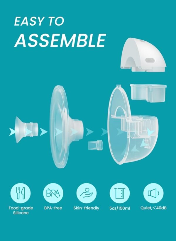 Paruu P16 Electirc Tiralatte indossabile Mani libere Forte aspirazione Tiralatte portatile Basso rumore 4 modalità 12 livelli Inserto/flangia 19/21/24mm Confezione da 2 (Bianco)