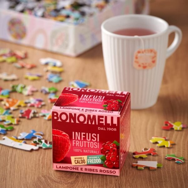 Bonomelli - Infusi Fruttati, Lampone e Ribes Rosso, Confezione da 12 Filtri, Gusto Rinfrescante e Leggermente Acido, Infuso Caldo e Freddo, Ingredienti 100% Naturali (24g)