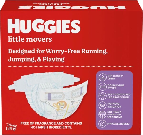 Huggies Little Movers - Pannolini taglia 4, 150 pezzi, misura 4 (10-16,8 kg), la confezione può variare