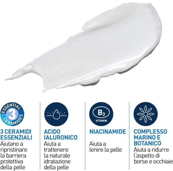 CeraVe Crema Riparatrice Contorno Occhi per un contorno occhi idratato a lungo, borse ridotte e occhiaie attenuate, per tutti i tipi di pelle, con acido ialuronico e ceramidi, 15 ml