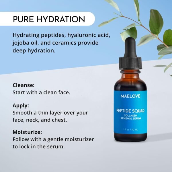 Peptide Squad Collagen Renewing Anti Aging Serum Siero viso con peptidi di rame, argirelina e Matrixyl 3000 Siero idratante peptidico con peptidi per rughe, linee sottili e