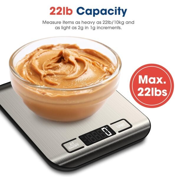 Mik-Nana Bilancia da Cucina Digitale 10kg Grammi e Once per Cucinare il Caffè Confezione da 6 con Funzione Tara Display LCD Acciaio Inossidabile Facile da Pulire