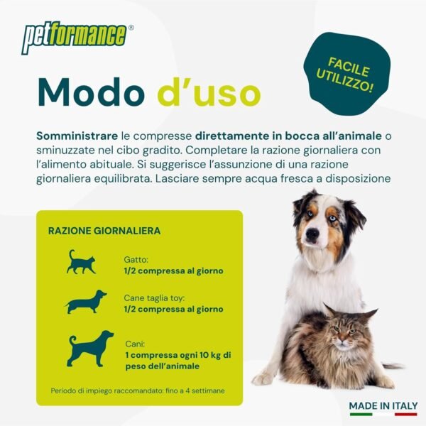 Petformance Fermentiflora – Probiotico, Prebiotico e Postbiotico per Cani e Gatti – Fermenti Lattici con Funzione Digestiva per la Flora Intestinale – 30 Compresse Appetibili