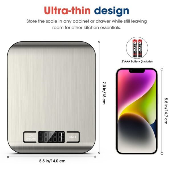 Mik-Nana Bilancia da Cucina Digitale 10kg Grammi e Once per Cucinare il Caffè Confezione da 6 con Funzione Tara Display LCD Acciaio Inossidabile Facile da Pulire