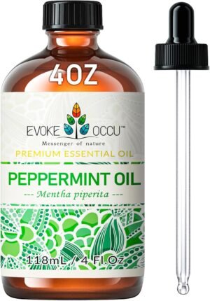 EVOKE OCCU Olio Essenziale di Menta Piperita 118ml Puro per Spray, Diffusore, Aromaterapia, Pelle, Massaggio, Capelli, Rinfrescante