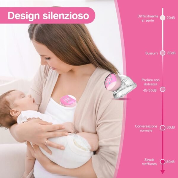 Tiralatte Elettrico Portatile Indossabile, 4 modalità e 12 Livelli, Tiralatte Elettrico per Neonati con Display LCD, Silenzioso e Indolore, 10 Sacchetti per la Conservazione del Latte Gratuiti, 180 ml