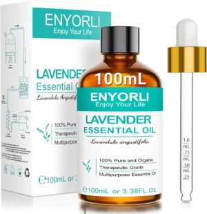 ENYORLI Olio Essenziale di Lavanda 100ml Olio di Lavanda Puro Non Diluito, Oli Essenziali per Aromaterapia, Diffusori, Massaggi, Cura della Pelle, Rilassanti, Bagni, Aiuta il Sonno e Fai da Te