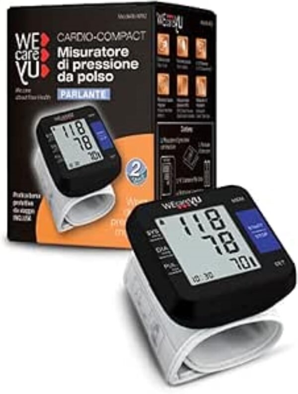 717r7uTeuaL._AC_SL1500_.jpg WECAREYU Misuratore di pressione arteriosa cardio-compatto con lettura e memorizzazione vocale, misuratore di pressione arteriosa digitale da braccio, design compatto totalmente nero