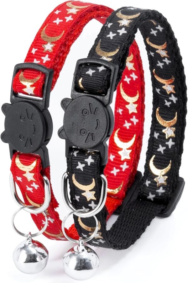 Collare per gatti riflettente, collari per gatti anti-soffocamento con campanelli, regolabile 21-35 cm, sicuro, nylon, accessori per animali domestici