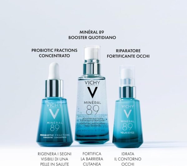 Vichy Minéral 89 Gel occhi fortificante per tutti i tipi di pelle, idratazione 8H, riduce borse, occhiaie e linee sottili, con caffeina, acido ialuronico e acqua vulcanica, 15 ml