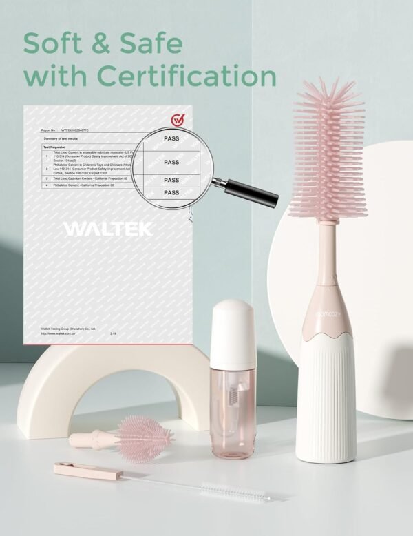 Kit spazzola per biberon Momcozy, design innovativo a pressione per una migliore pulizia, spazzola per biberon, tiralatte, tettarella e altro ancora, può generare schiuma per una migliore pulizia