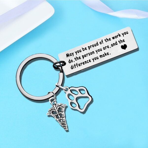 Nimteve Veterinario Infermiera Assistente Regali Veterinari Portachiavi di Apprezzamento per Dottore Veterinario Veterinario Portachiavi Veterinario Portachiavi Veterinario Regalo di Apprezzamento Tecnico, Argento, Taglia Unica