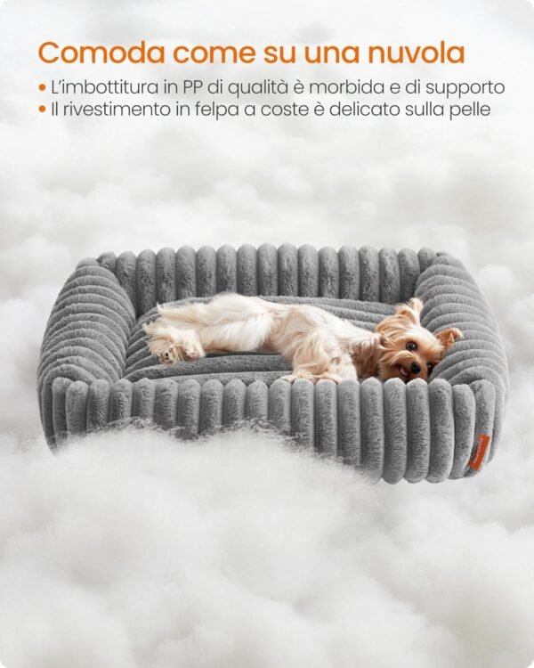 Feandrea PGW311GD01 Cuccia Media per Cani, Cuccia Ortopedica per Animali Domestici, Sfoderabile e Lavabile, Morbida Imbottitura, 71 x 55 x 18 cm, Grigio Tortora