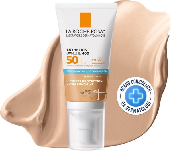 La Roche-Posay, Anthelios UVmune 400 Crema solare idratante SPF50+ Protezione ultra alta dai raggi UVA e UVB Adatta per pelli sensibili Resistente all'acqua con fragranza 50 ml, multicolore