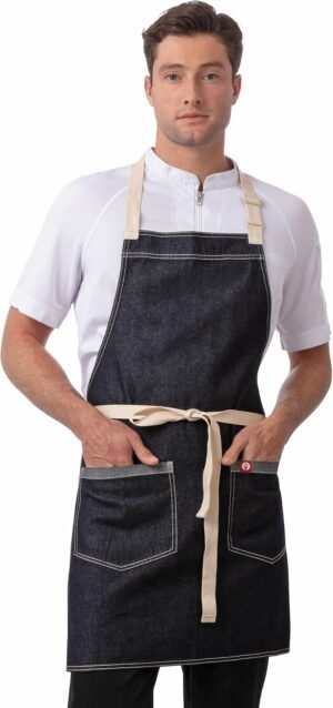 71DwRFHjDbL._AC_SL1500_.jpg Grembiule in denim Chef Works Ridgewood unisex – adulto (confezione da 1)