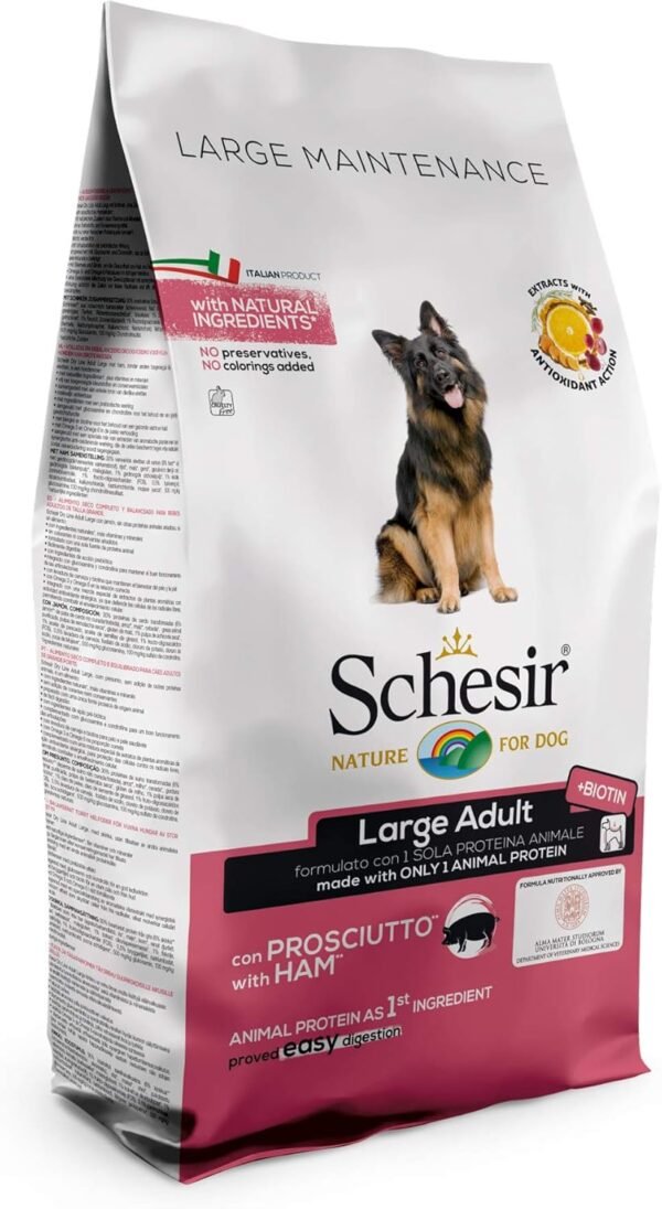 71EjYtNdvuL._AC_SL1500_.jpg Schesir, Alimento secco per Cani Adulti di Taglia Grande al Gusto Prosciutto, Linea Mantenimento in Crocchette – Formato Sacco da 12 kg