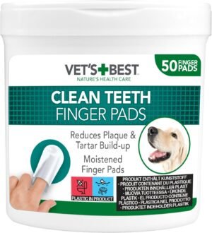 Vet's Best Salviette per la cura dei denti - Riducono la placca e rinfrescano l'alito - Salviette per la pulizia dentale di cani e gatti - 50 salviette usa e getta