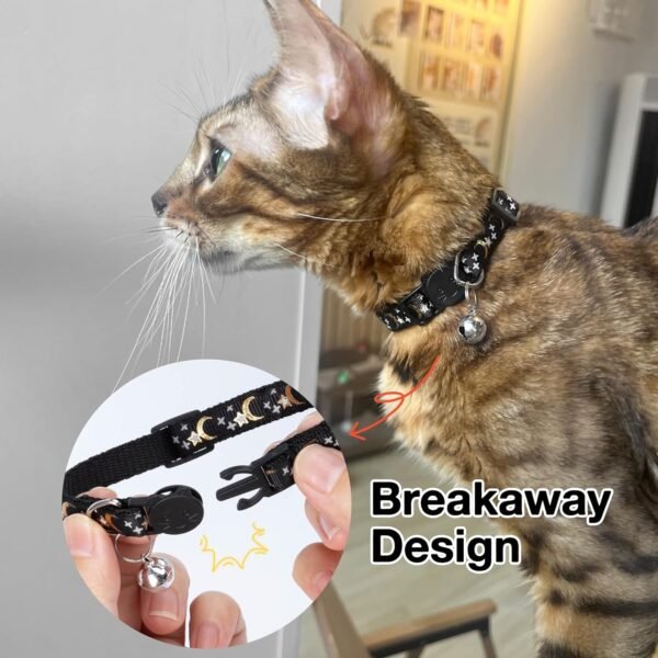 Collare per gatti riflettente, collari per gatti anti-soffocamento con campanelli, regolabile 21-35 cm, sicuro, nylon, accessori per animali domestici