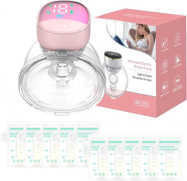 Tiralatte Elettrico Portatile Indossabile, 4 modalità e 12 Livelli, Tiralatte Elettrico per Neonati con Display LCD, Silenzioso e Indolore, 10 Sacchetti per la Conservazione del Latte Gratuiti, 180 ml