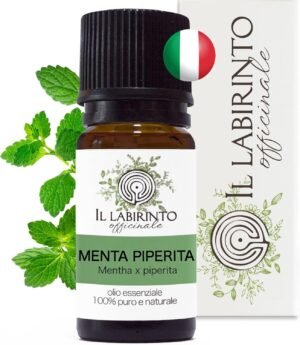 Il Labirinto Officinale Olio Essenziale Puro di Menta Piperita Italiana - Oli Essenziali Naturali - Olio Essenziale per Diffusori e Umidificatori, Aromaterapia - 10 ml