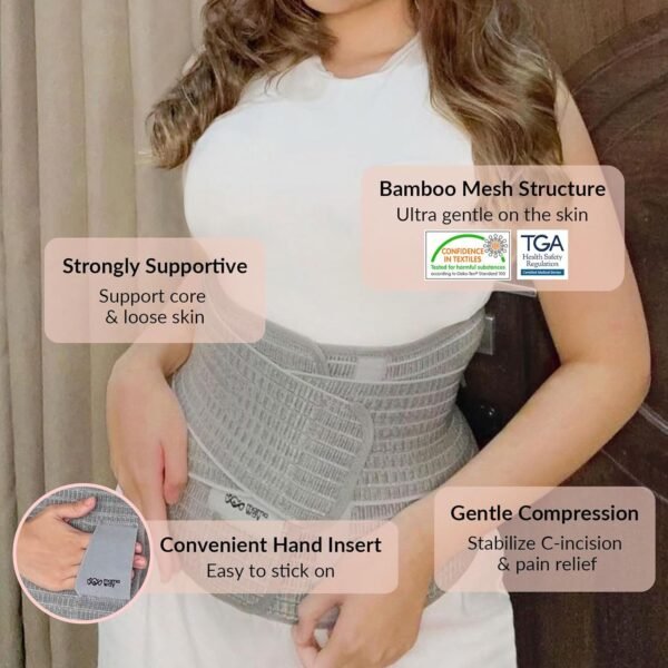 Mamaway Fascia per la pancia dopo il parto, Fascia per la pancia postnatale con sezione C, Fascia per la pancia regolabile, Supporto addominale, Sollievo dal mal di schiena (Poliestere