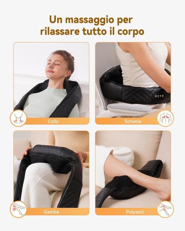 Massaggiatore cervicale KNQZE, massaggiatore shiatsu 4D per schiena e collo 2025, massaggio al collo 4D con impasto profondo dei tessuti, allevia l'affaticamento, regalo per donne uomini mamme