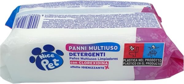 71IcUsLA3wL._AC_SL1500_.jpg Nice Pet Salviette Detergenti Igienizzanti Multiuso per Cani e Gatti, Formulazione al Profumo di Muschio con Clorexidina, Confezione da 100 Salviettine Umidificate