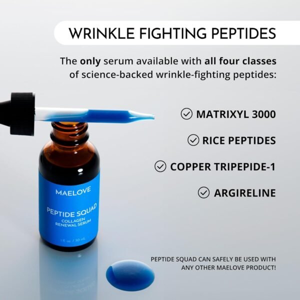 Peptide Squad Collagen Renewing Anti Aging Serum Siero viso con peptidi di rame, argirelina e Matrixyl 3000 Siero idratante peptidico con peptidi per rughe, linee sottili e
