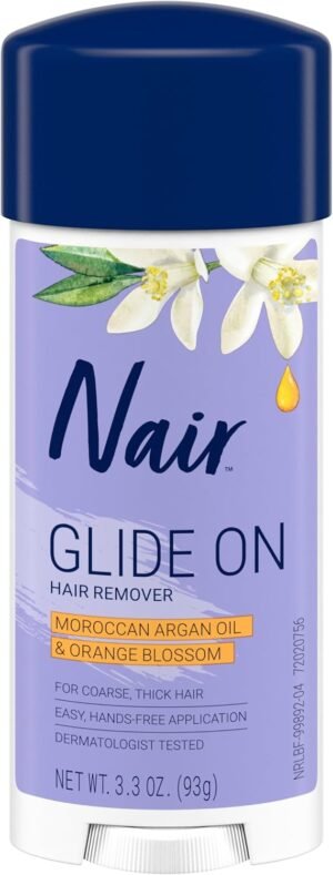 71PeAgRAZL._AC_SL1500_.jpg Nair Hair Remover Glides Away Max, olio di argan marocchino, per bikini, braccia e ascelle, 100 ml, (confezione da 2)