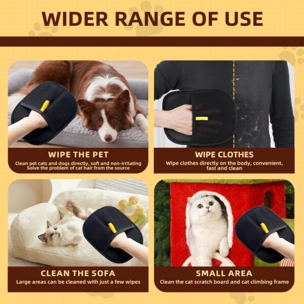 2 guanti magnetici per la rimozione dei peli degli animali domestici Principio elettrostatico per la rimozione dei peli degli animali domestici Spazzola antistatica per la rimozione dei peli a doppia faccia