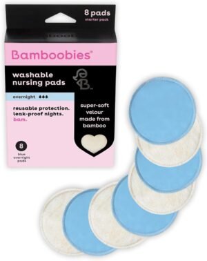 Bamboobies, confezione da 8 assorbenti lavabili e riutilizzabili, con supporto a tenuta stagna