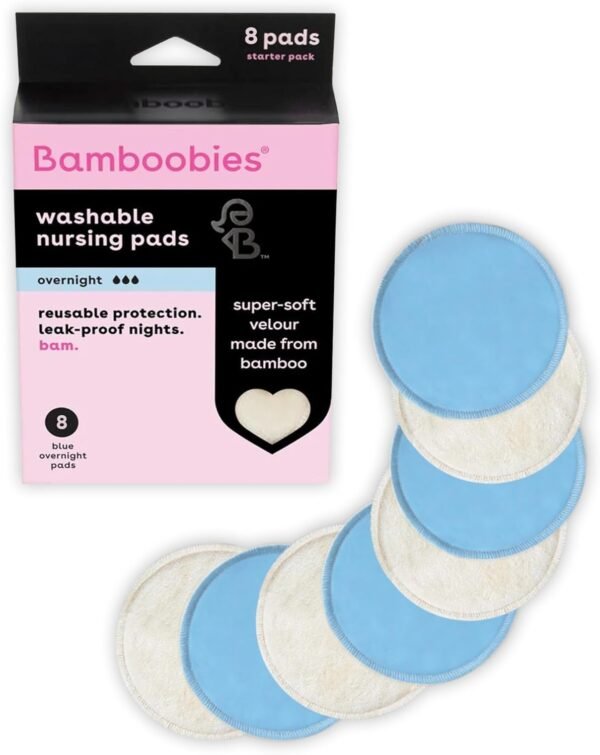 Bamboobies, confezione da 8 assorbenti lavabili e riutilizzabili, con supporto a tenuta stagna