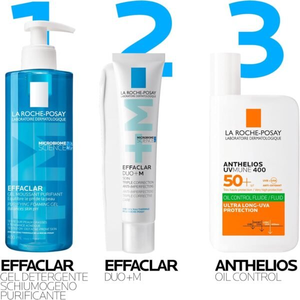 La Roche Posay Effaclar Duo + M, trattamento anti-imperfezioni tripla correzione per pelle grassa a tendenza acneica, effetto anti-ricomparsa, con filobioma, Procerad e niacinamide, 40 ml