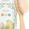 Spazzola per capelli per neonati - Culla in legno naturale con morbide setole di capra - Kit pettine per capelli perfetto per la cura del cuoio capelluto per bambini piccoli