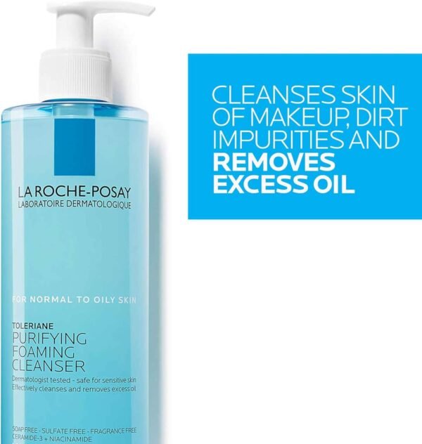 La Roche-Posay Toleriane Gel Detergente Schiumogeno Doppia Azione per Pelli Sensibili, Elimina Impurità e Sebo, Pelle Morbida e Idratata, Formula con Tensioattivi Delicati e Glicerina, 400 ml