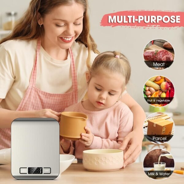 Mik-Nana Bilancia da Cucina Digitale 10kg Grammi e Once per Cucinare il Caffè Confezione da 6 con Funzione Tara Display LCD Acciaio Inossidabile Facile da Pulire