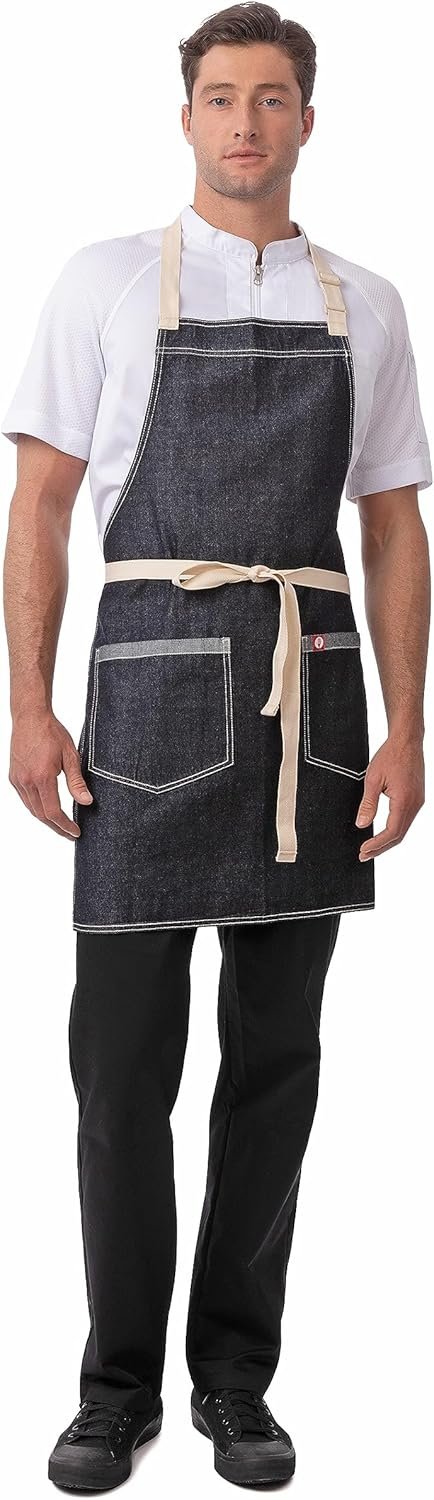 71X01FP8t2L._AC_SL1500_.jpg Grembiule in denim Chef Works Ridgewood unisex – adulto (confezione da 1)