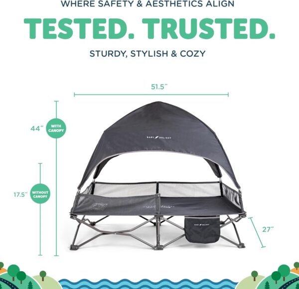 71Zhq6bwchL._AC_SL1500_.jpg Baby Delight Go with Me Bungalow Lettino da viaggio deluxe per bambini con cappottina parasole per interni ed esterni - Grigio