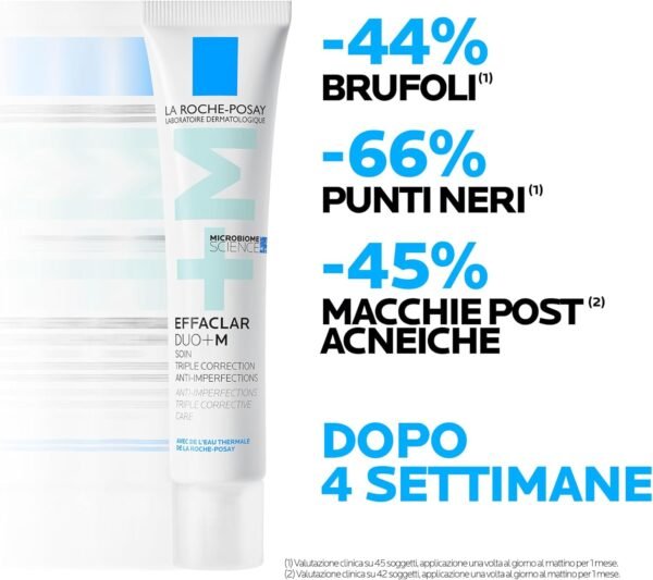 La Roche Posay Effaclar Duo + M, trattamento anti-imperfezioni tripla correzione per pelle grassa a tendenza acneica, effetto anti-ricomparsa, con filobioma, Procerad e niacinamide, 40 ml