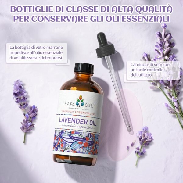 71akcKVxbhL._AC_SL1500_.jpg EVOKE OCCU Olio essenziale di lavanda 118ml Olio essenziale puro per diffusore, cura della pelle, relax, sonno, capelli, massaggio