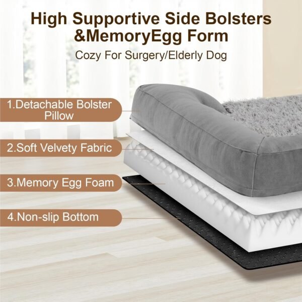 Gimars Cuccia Ortopedica per Cani Extra Large da 3,75" con Schiuma per Uova 28D, Fodera Lavabile Rimovibile, Copertura Impermeabile per Cuccioli Anziani Malati