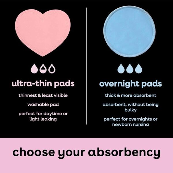 Bamboobies, confezione da 8 assorbenti lavabili e riutilizzabili, con supporto a tenuta stagna